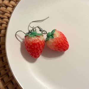 Hypoallergenic Earrings, Strawberry, Fruit, 3d Strawberry, Birthday Gift, Christmas Gift, Gift for Her, Handmade Jewelry, Gift for Friend