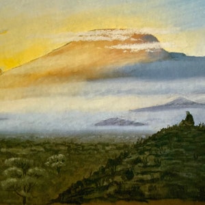 Amanecer del Kilimanjaro. Tarjeta de arte