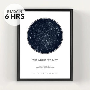 Personalized digital star map by date, custom star map, engagement gift where we met, boyfriend, sky chart, girlfriend gift - A1