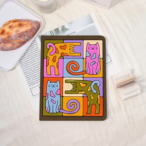 Creative Color Block Patchwork Cats iPad Case, Handmade Style iPad 2026 Case