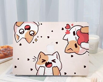 Custom Adorable Birthmark Cats Pattern Sticker MacBook Case: Personalized Design Laptop Sleeve