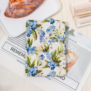 Blue Flowers Kindle Case Custom With/Without Hand Strap For Kindle Paperwhite 12th/11th,Kindle 2022/2024,Colorsoft Case,Personalized Gift