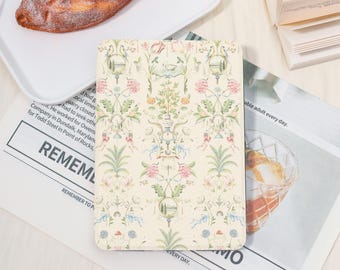 Étui pour Kindle de plantes classiques européennes personnalisées avec/sans dragonne pour Paperwhite 12th, Kindle 2022/2024, étui coloré, cadeau personnalisé