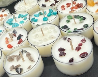 Crystal Infused Scented Tealights: Soy Wax Intention Candles