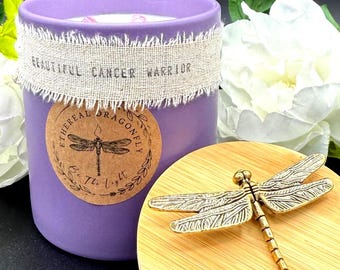 Ethereal Cancer Warrior Candle/Inspirational Candle/Cancer Survivor Gift/Memorable Gift/Crystal Infused Candles/Amethyst Lavender Candle/Soy