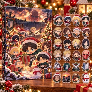 Attack on Titan Advent Calendar 2026, 24 Day Christmas Countdown, Eren Yeager Chibi Ornaments, Anime Collectibles, AOT Fan Gift