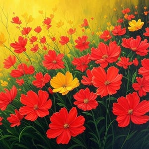 Vibrant Field of Flowers Digital Print