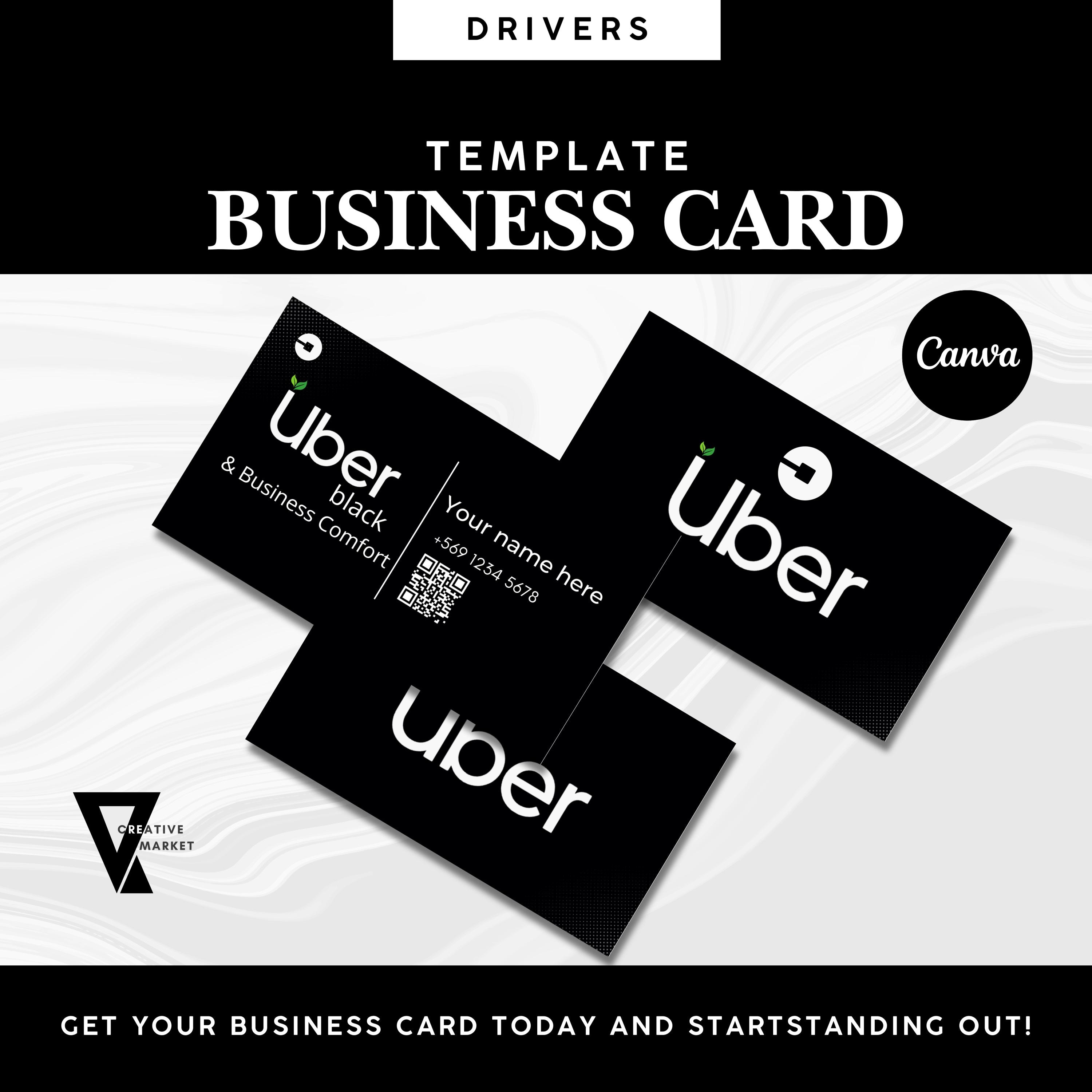 Uber Professional Vector Business Cards, Premium Canva Template for Professional Uber Drivers ...