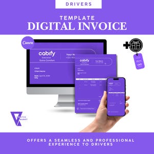 Rechnung für Berufskraftfahrer Canva-Vorlage, Minimal und Elegant, Cabify, Zwei für Smartphones optimierte Formate, Souvenirkarten