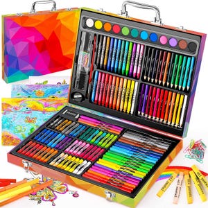 Kids Art Kit with Crayons, Markers, Oil Pastels, Watercolors, Sketch Paper & Pencils – Gift for Boys and Girls – Art Supplies for All Ages