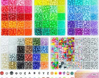 Friendship Bracelet Making Kit – 5 Boxes 96 Color Pony Beads & Letter Bead for DIY Jewelry, Kids Craft and Kandi Bracelets, DIY Rave Jewelry