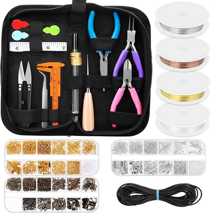 Jewelry Making Supplies Kit - Tools, Wires & Findings for DIY Crafting, Beading and Jewelry Repair - Jewelry Making Kit for Adults and Teens