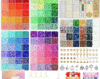 Clay Beads Bracelet Making Kit 20,000 Pcs – 120 Colors Heishi Beads with Charms, Elastic Strings, Tools, DIY Jewelry Gift for Kids & Adults