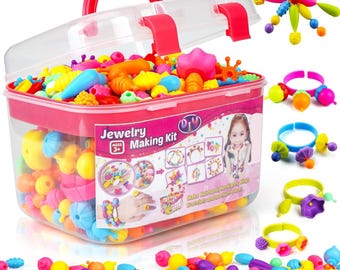 Snap Pop Beads Jewelry Making Kit for Kids – DIY Bead Set for Girls, Toddler Girl Jewelry, Art & Craft Toys, Bracelet Necklace Making Gift