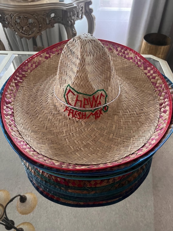 Vintage Wide Brim Straw Cuauhtemoc Sombrero Hat CUAUHTÉMOC HAT Wide Brim Straw & Leather Panama Style  main image 4