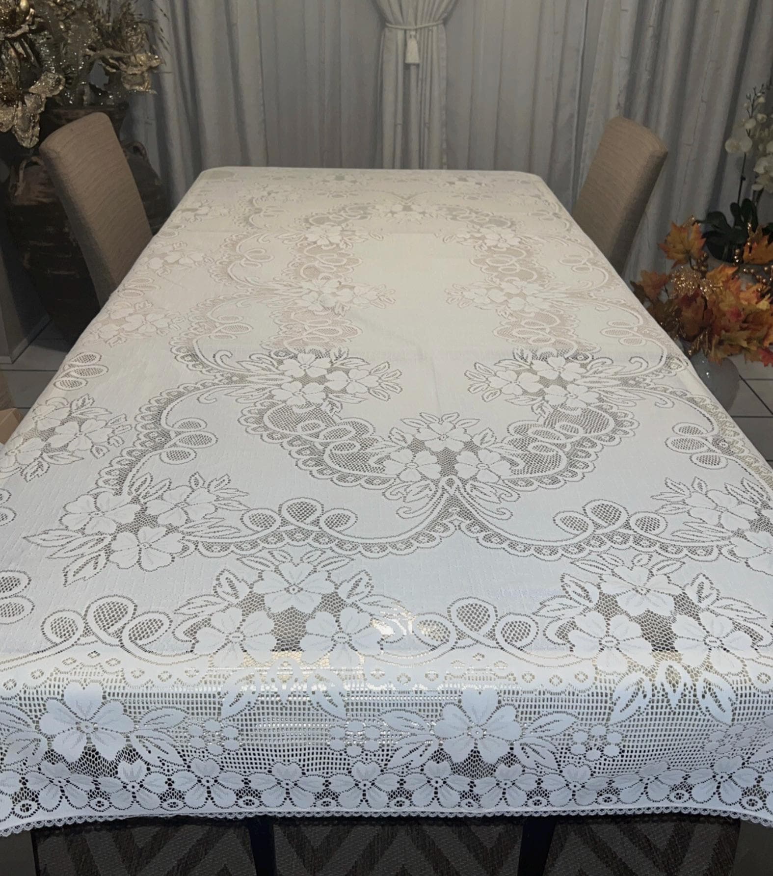 ヴィンテージ　クエーカーレース テーブルクロス（特大） Quaker lace tablecloth - Etsy 日本
