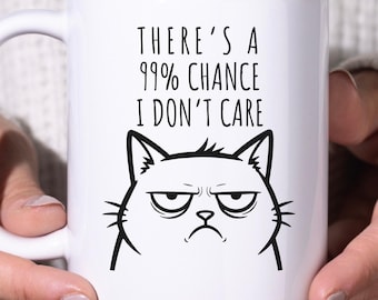 Funny Grumpy Cat Coffee Mug - Sarcastic Cat Lover Gift for Coworkers & Friends
