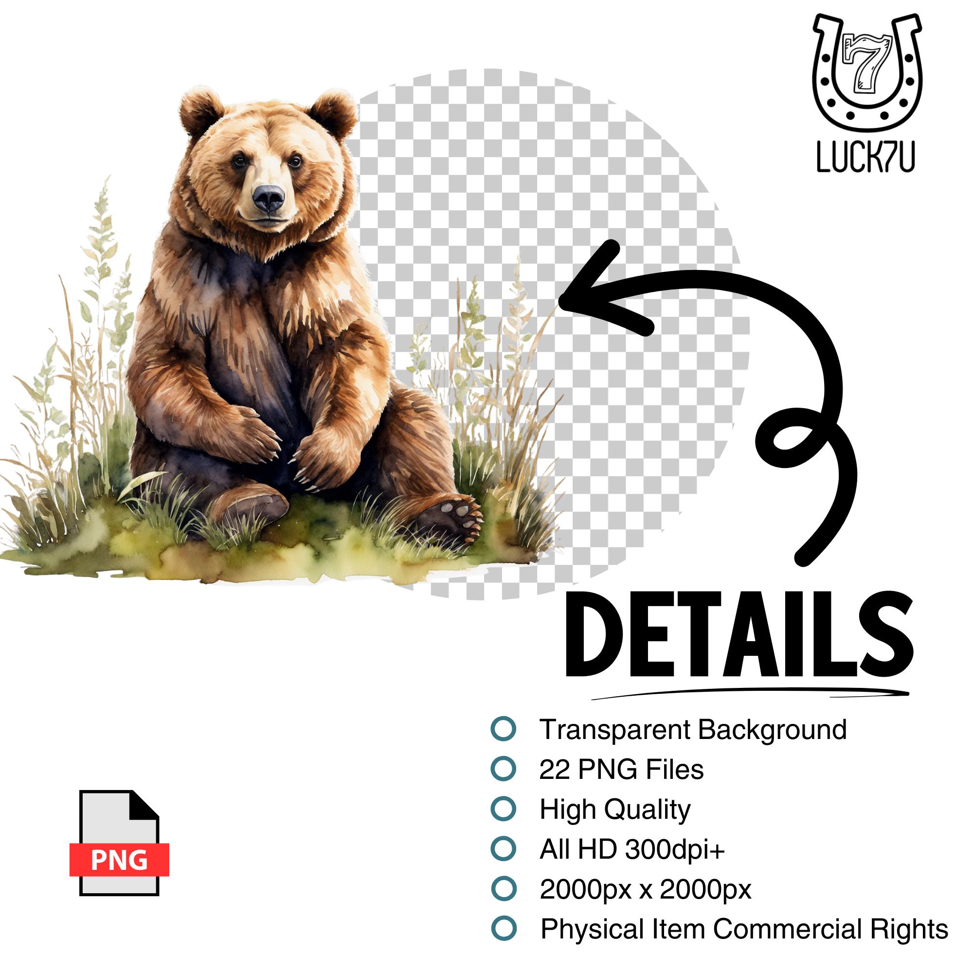 Woodland Bear Clipart Bundle, 22 Watercolor Forest Animals PNG (digital ...