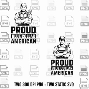 Orgulhoso colarinho azul americano SVG PNG – Clipart de homem trabalhador para sublimação e impressão