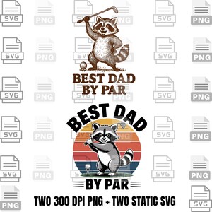Miglior papà di Par Raccoon Golf Design - Pacchetto PNG SVG divertente per la festa del papà