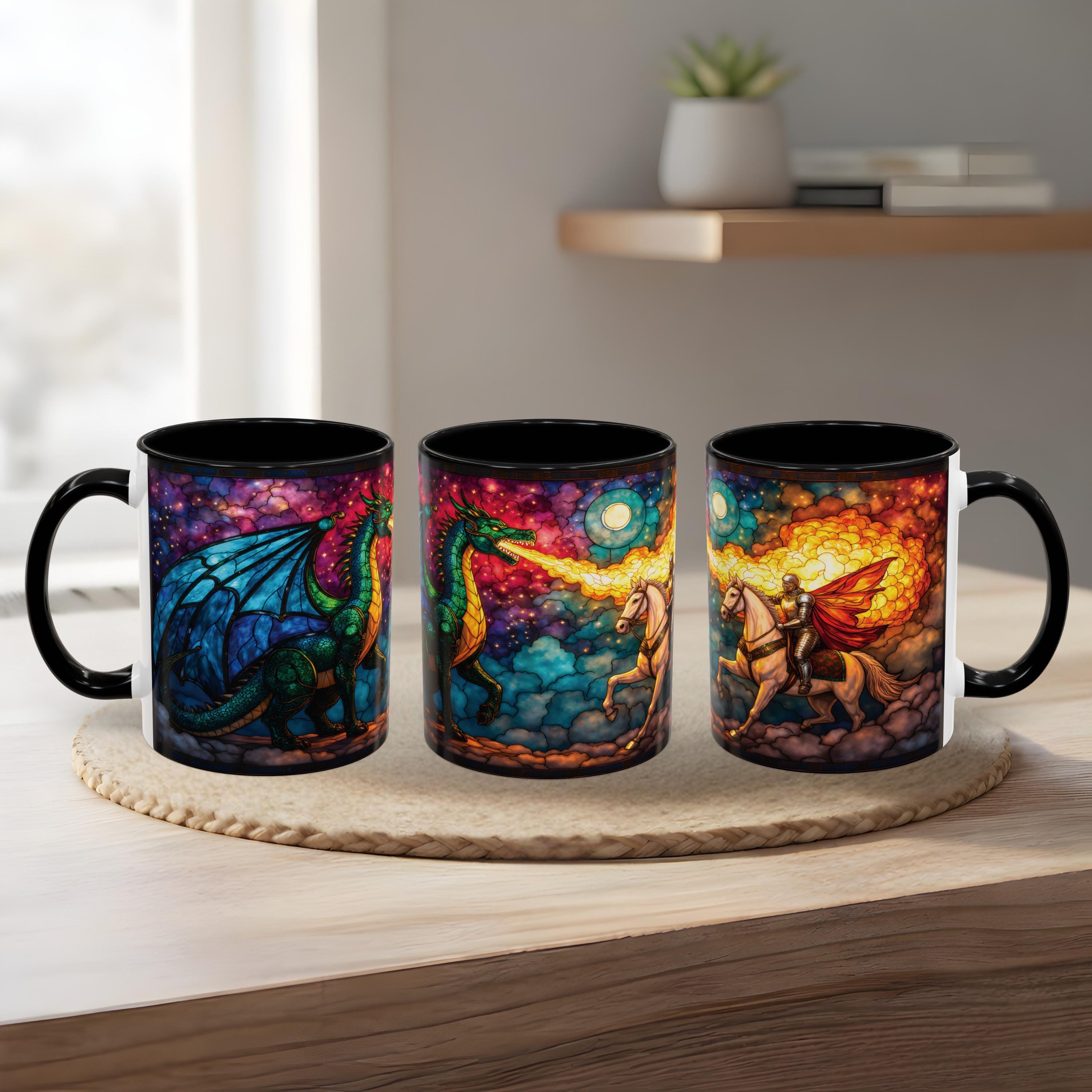Dragon Knight Stained Glass Mug - Fantasy Lover Gift - Etsy