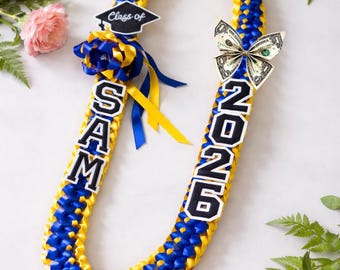 Personalized 2026 Graduation Lei with Name, Custom Ribbon Lei Class of 2026, Senior Night Gift Lei, Gift for Graduates, Grad Gifts Idea