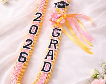 Custom Handmade Graduation Garland,2025 Graduation Lei with Name,Personalized Graduation Gifts,Custom Braided Ribbon Lei,Senior Night Gift