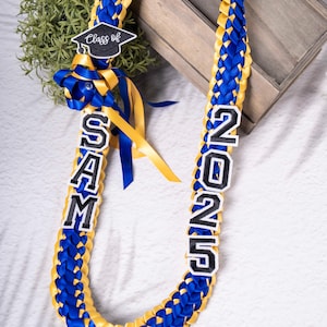 2025 Graduation Lei with Name, Braided Satin Ribbon Personalized, Senior Night Gift Lei, Personalized Custom Lei for Graduation