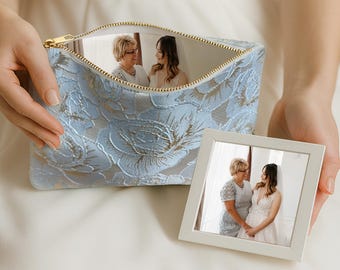 Woman’s Personalized Wedding Clutch, Handmade Photo Lining Purse, Mother of the Groom/Bride Wedding Gift, Evening Purse Photo Customization