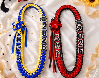 Personalized 2026 Graduation Lei with Name, Custom Ribbon Lei Class of 2026, Senior Night Gift Lei, Gift for Graduates, Grad Gifts Idea