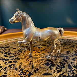 Vintage Brass Horse Figurine – Solid Brass Equestrian Decor, 5.5” Statue, Mid-Century Brass Horse Sculpture, Horse Lover Gift