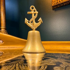 Vintage Brass Anchor Bell: 3.5&quot; Nautical Maritime Decor