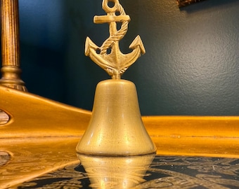 Vintage Brass Anchor Bell: 3.5" Nautical Maritime Decor