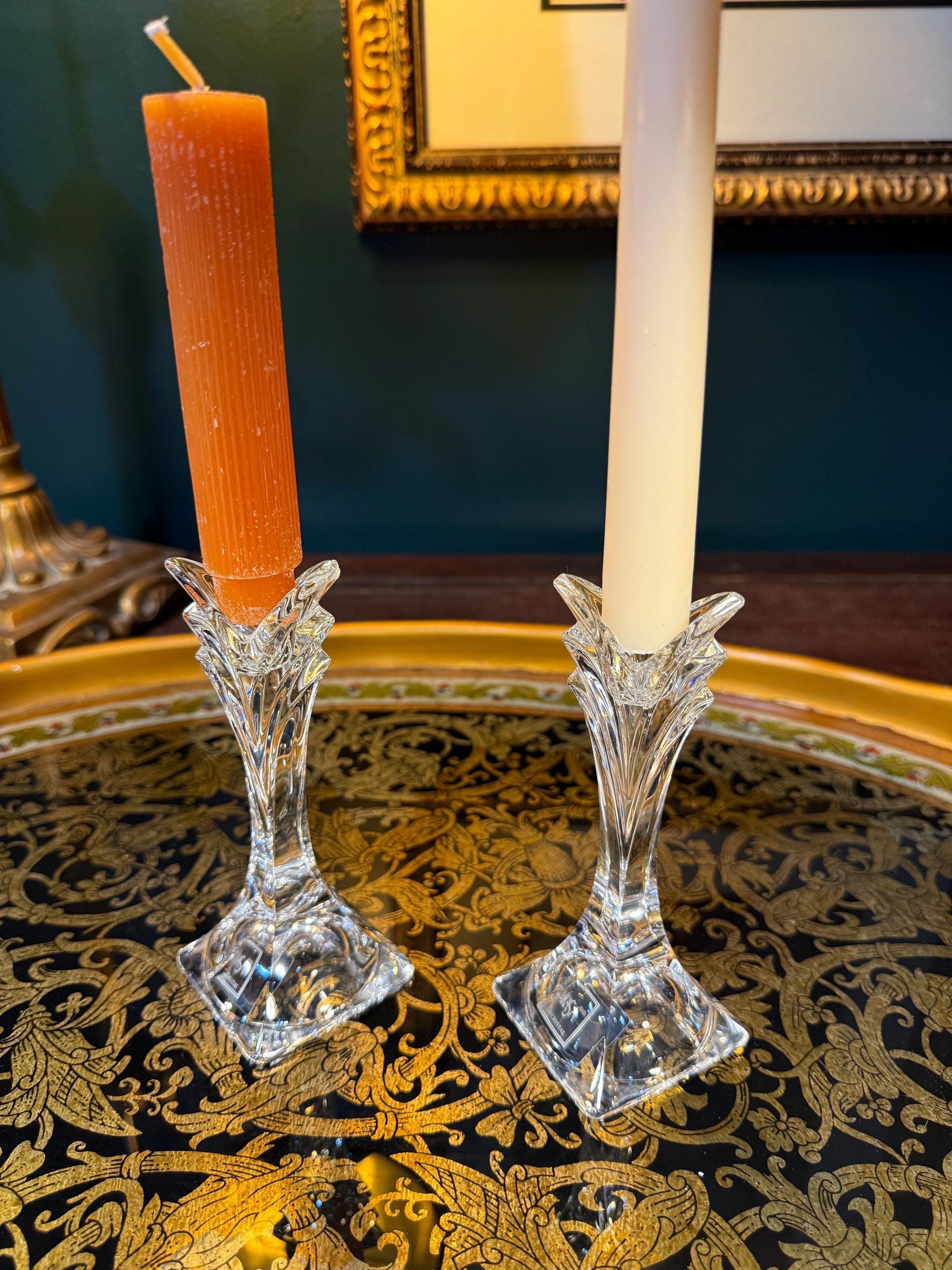 Mikasa Lead Crystal Candle Holders – Art Deco Style Pair  display picture 1