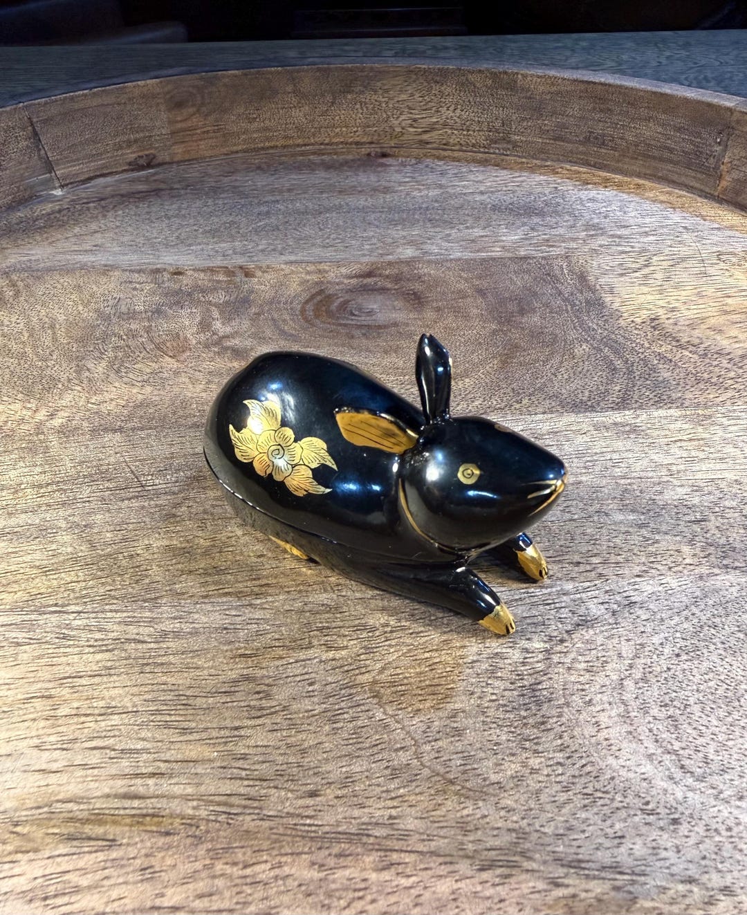 Vintage Black Lacquer Rabbit Trinket Box With Gold Leaf, 3.5” - Etsy