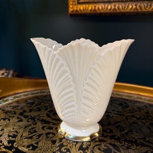 Vintage Lenox Vase: Ivory Porcelain with Gold Leaf Trim