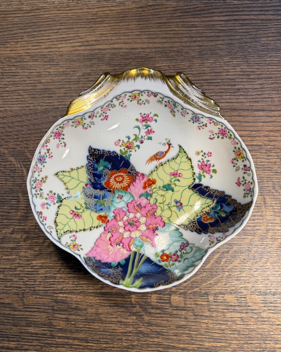 vista alegre tobacco leaf Vintage Mottahedeh Tobacco Leaf Bowl: Vista Alegre Porcelain with 22K Gold