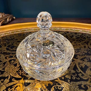 Vintage Zajecar Crystal Candy Dish with Lid: 24% Lead Cut Glass