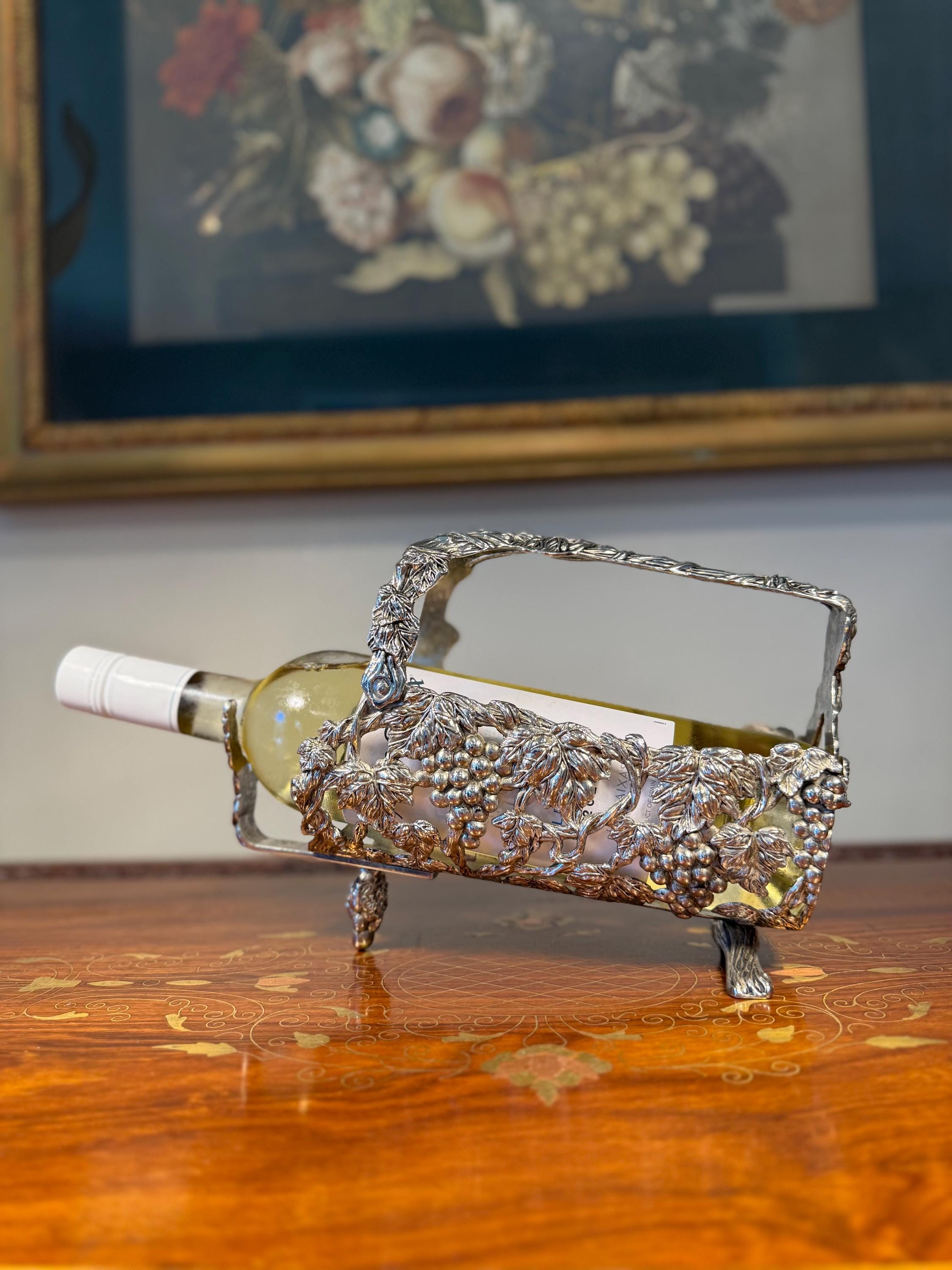 Antique Silver Wine Bottle Holder - Etsy