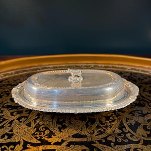 Vintage Silverplate Cow Butter Dish – 9” Oval Covered Butter Server, Farmhouse Kitchen & Table Decor