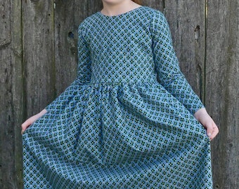 Robe d'hiver longue et modeste en flanelle à manches longues pour fille - Plusieurs tailles de tissus 2-12