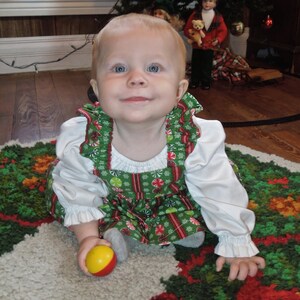 Baby Girls Handmade Green and Red Sparkly Peppermint Christmas Dress Size 6/9 Months