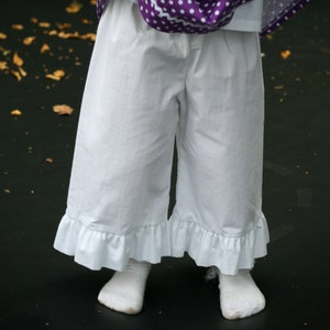 Infant, Toddler, and Girls Custom Made White Cotton Ruffled Pantaloons Bloomers Sizes 1-16