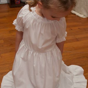 Girls Long Modest Easter Special Occasion Handmade White Cotton Short Sleeve Ruffled Peasant Dress Size 2-8 image 6