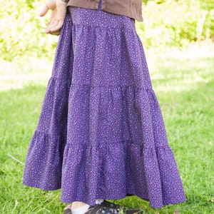 Girls Modest Tiered Peasant Prairie Skirt Choose Your Fabric Color and Print Sizes 3-18 image 2