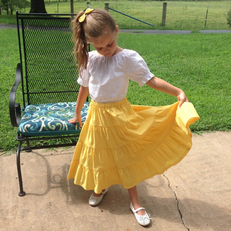 Girls Long Modest Bright Spring And Summer Floral Peasant Prairie Twirl Skirts Multiple Sizes And Colors