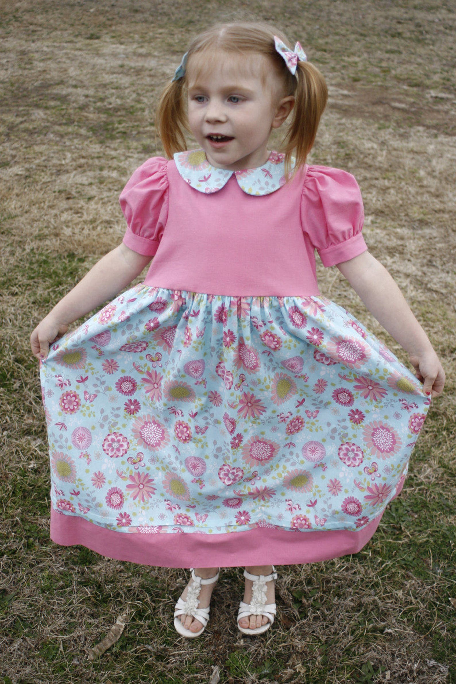Girls Long Modest Spring Easter Dress with Puffed Sleeves and Etsy