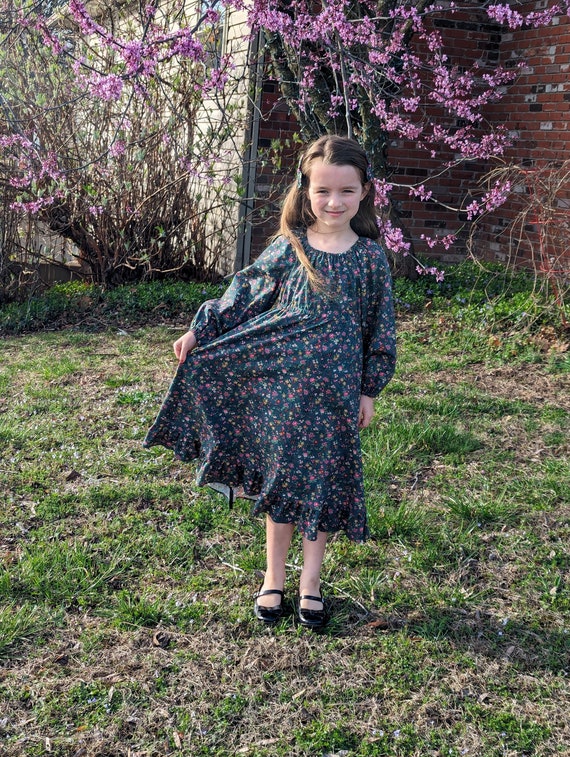 peasant dress long sleeve Wild Patchwork Print Flare Sleeve Peasant Dress - Blue