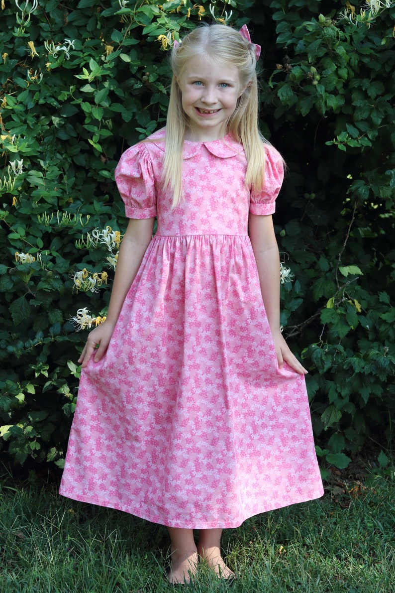 Girls Long Modest Spring Easter Dress with Puffed Sleeves and Etsy