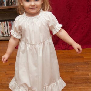 Girls Long Modest Easter Special Occasion Handmade White Cotton Short Sleeve Ruffled Peasant Dress Size 2-8 Ruffles Sleeves/Neck